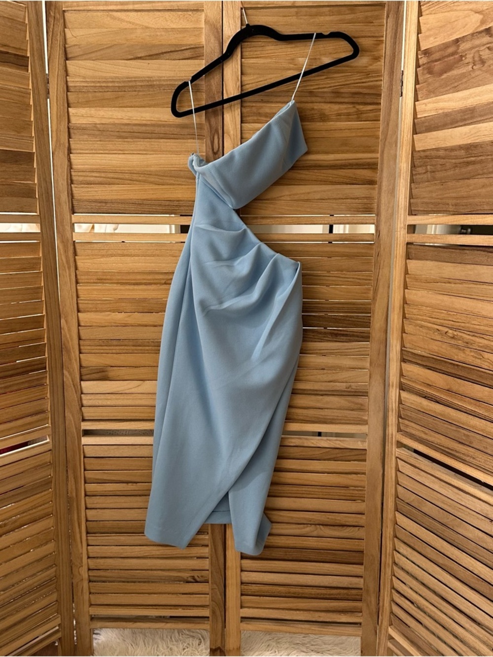 Misha Medora Strapless Asymmetric Cut-Out Midi Dress in blue Size 2 - Picture 3 of 5